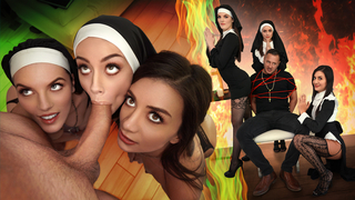 Natalie Brooks, Selena Love & Fiona Frost - Three Horny Nuns Share Hard Cock